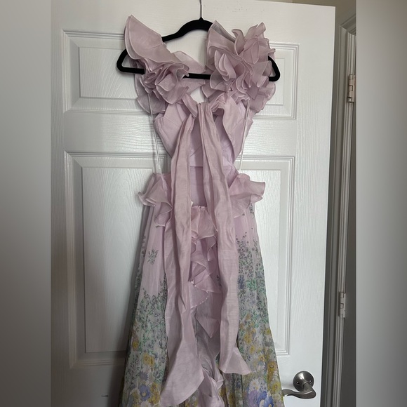 NWT Zimmermann Floral Ruffle Linen & Silk Gown in Blue Meadow OP US2P - Picture 7 of 17